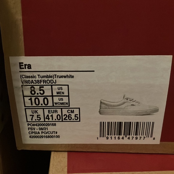 VANS Era Classic Tumble Truewhite Leather Women's Sneakers Skate Shoes NEW 10 - Picture 8 of 8